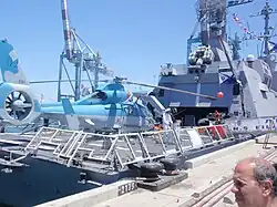 An AS565 Panther Atalef of 193 Squadron as onboard helicopter of a Sa'ar 5-class corvette in 2011