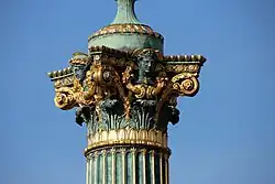 Corinthian capital of Réverbère de la place de la Concorde, in Paris