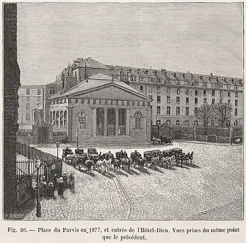 View of the parvis in 1877 facing south
