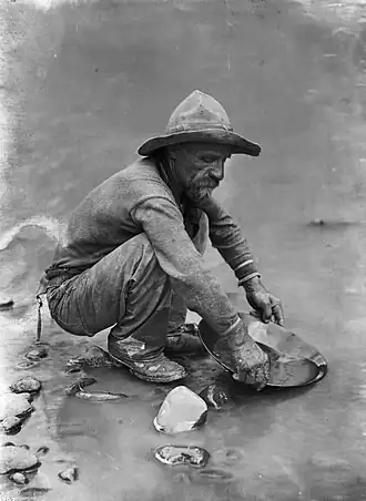 Forty-niner panning for gold