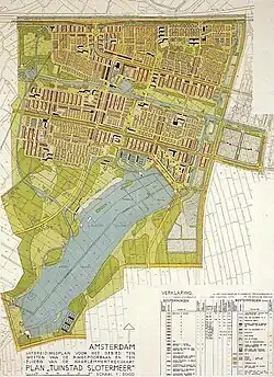 The original plan from 1939 for Slotermeer, Sloterplas and Sloterpark