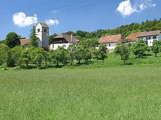 View from the Chasseral toward Diesse village and Nods