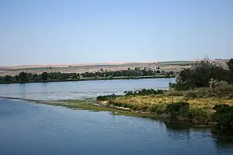 Plymouth, Washington as seen from the Oregon side of the Columbia River at the mouth of the Umatilla River.