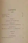 Table of contents to Science and hypothesis (1905)