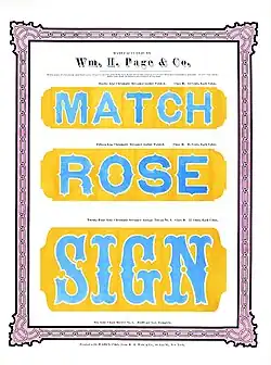 Chromatic colour separation Pointed and Tuscan wood type, Wm. H. Page & Co., 1874 specimen