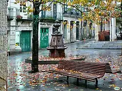 Benches in the square.
