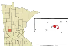Location of Glenwood within Pope County, Minnesota