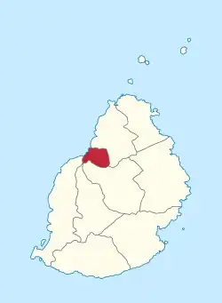 Map of Mauritius island with Port Louis District highlighted