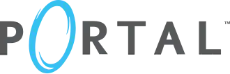 Portal 1 logo, featuring the blue oval-shaped swirling portal
