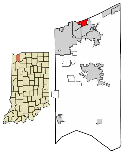 Location of Dune Acres in Porter County, Indiana.