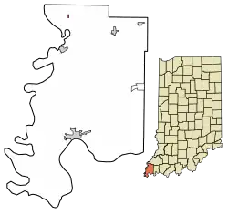 Location of Griffin in Posey County, Indiana.