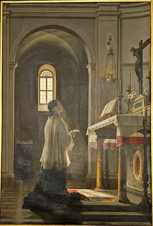 San Luigi in preghiera davanti all'altare (1860)