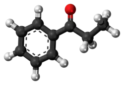 Ball-and-stick model of the propiophenone molecule