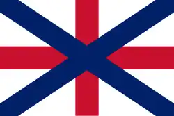 A reconstruction of the Union Jack displayed on the ceiling boss from Linlithgow Palace