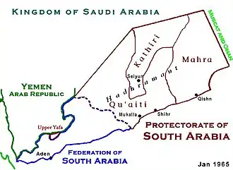 Map of the Qu'aiti State in the Protectorate of South Arabia