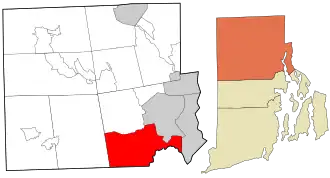 Location in Providence County and the state of Rhode Island.
