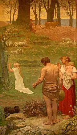 Saint Genevieve as a child in prayer, by Puvis de Chavannes (1876)