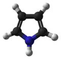 Ball-and-stick model of the pyrrole molecule