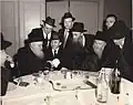 Grand Rabbi Yerucham Leiner of Radzin at the wedding of Meir Aspes, 13 November 1958