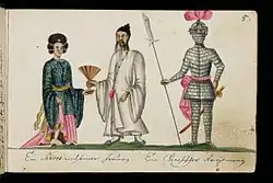 Image 6Depiction of a Chinese man, woman, and soldier, by Georg Franz Müller (1646–1723) (from History of Taiwan)