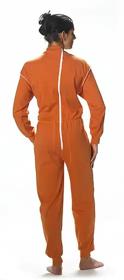 Locking clothing, with the zipper on the back. Such clothing is often used by the elderly or those with disabilities .