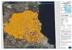 The image shows the fire in Neos Voutzas and Mati and its aftermath.