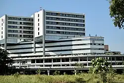 The Women and Children's Centre block at ground view from Batu Satu
