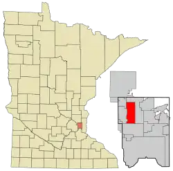 Location of the city of Arden Hills within Ramsey County, Minnesota