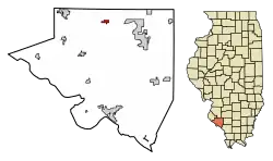 Location of Baldwin in Randolph County, Illinois.