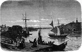 The harbor of Ratan in the 1870s. Drawing in Ny Illustrerad Tidning