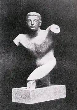 Raymond Duchamp-Villon, 1910, Torse de jeune homme (Torso of a young man), terracotta, Armory Show postcard, published 1913