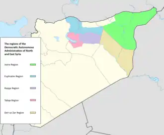 De facto cantons of Rojava (2016)
