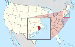 Map of the United States with Rhode Island highlighted