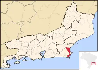 Location of Cabo Frio in the state of Rio de Janeiro