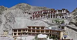 Picture of the Rizong Monastery, built into the side of a mountain.