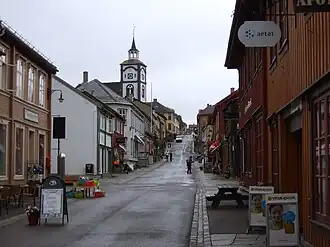 Wood houses of the city of Røros in Norway