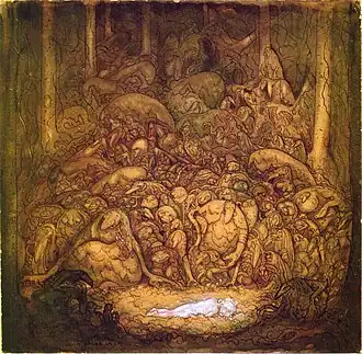 Root trolls, 1917, pen and wash drawing