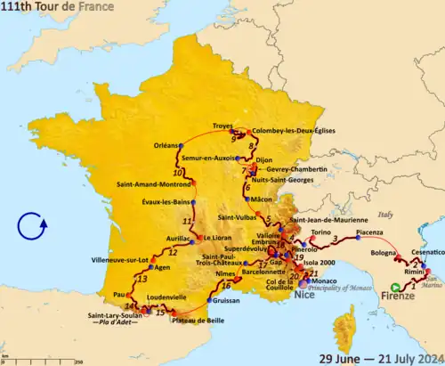 Route of the 2024 Tour de France