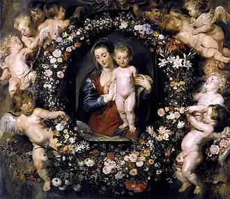 Madonna on Floral Wreath by Peter Paul Rubens with Jan Brueghel the Elder, c. 1619