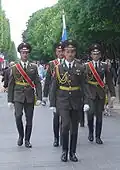 Soldiers of the 154th ICR on the Champs-Élysées following ceremonies celebrating the 60th anniversary of the Victory against Nazism.