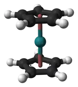 Ball-and-stick model of ruthenocene molecule