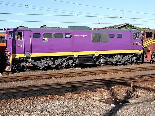 No. E1834 in PRASA's Shosholoza Meyl livery at Bellville Depot, 15 May 2010