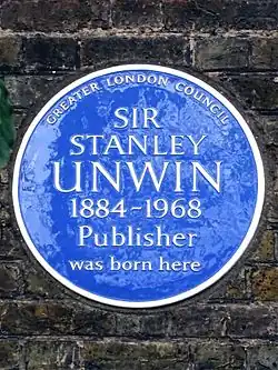 Blue Plaque on his birthplace.