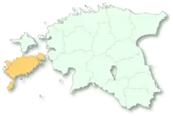 Map of Estonia with location of Saaremaa Harbour in Saare County