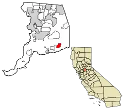 Location of Clay in Sacramento County, California.