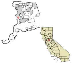 Location of Freeport in Sacramento County, California.