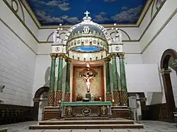 The old main altar and the ciborium above it