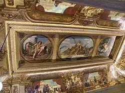 The ceiling of the Salle des Pas Perdus, showing Vernet's Genius of Steam, Peace distributes her benefits, and Steam chasing the gods of the Sea
