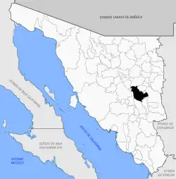 Location of the municipality in Sonora