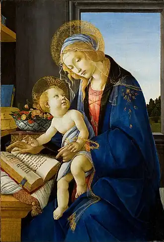 Image 22The scene in Botticelli's Madonna of the Book (1480) reflects the presence of books in the houses of richer people in his time. (from History of books)